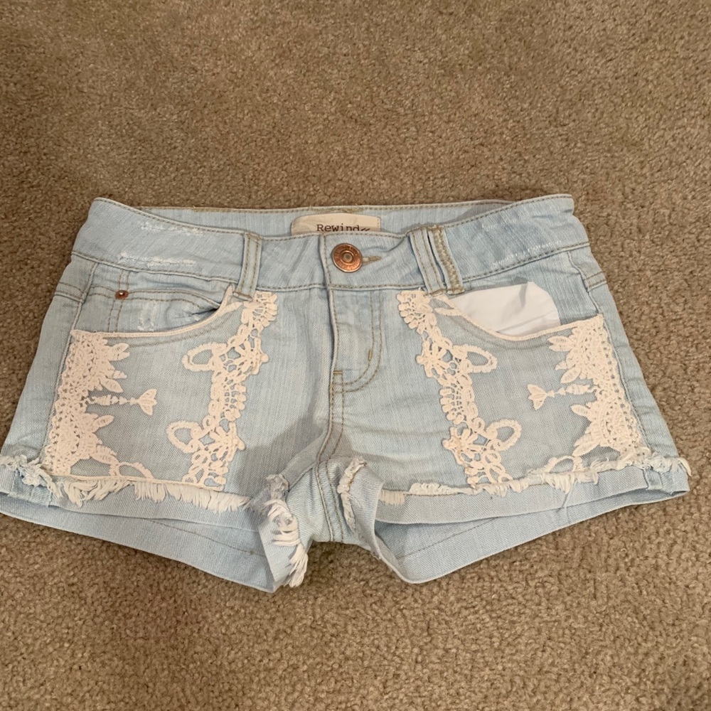 Jean shorts with lace detail